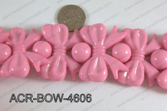 Acrylic Gum Ball And Bow Pink 46mm ACR-BOW-4606