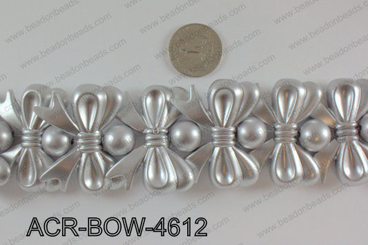 Acrylic Bow and Round Silver 46mm  ACR-BOW-4612