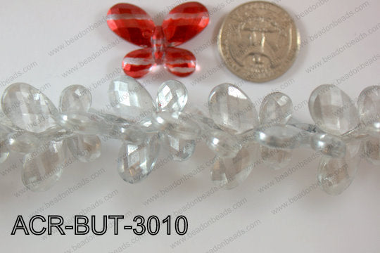 Acrylic Butterfly Silver 23x30mm ACR-BUT-3010