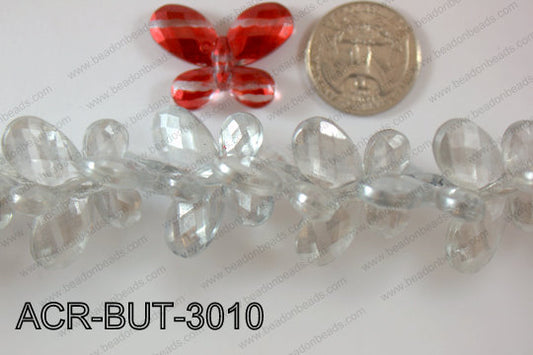 Acrylic Butterfly Silver 23x30mm ACR-BUT-3010