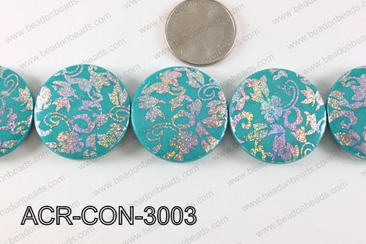 Acrylic Coin Turquoise 30mm ACR-CON-3003