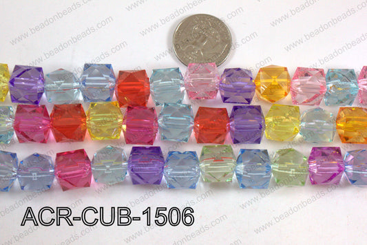 Acrylic Cube Pointed Surface Multicolor 15mm ACR-CUB-1506