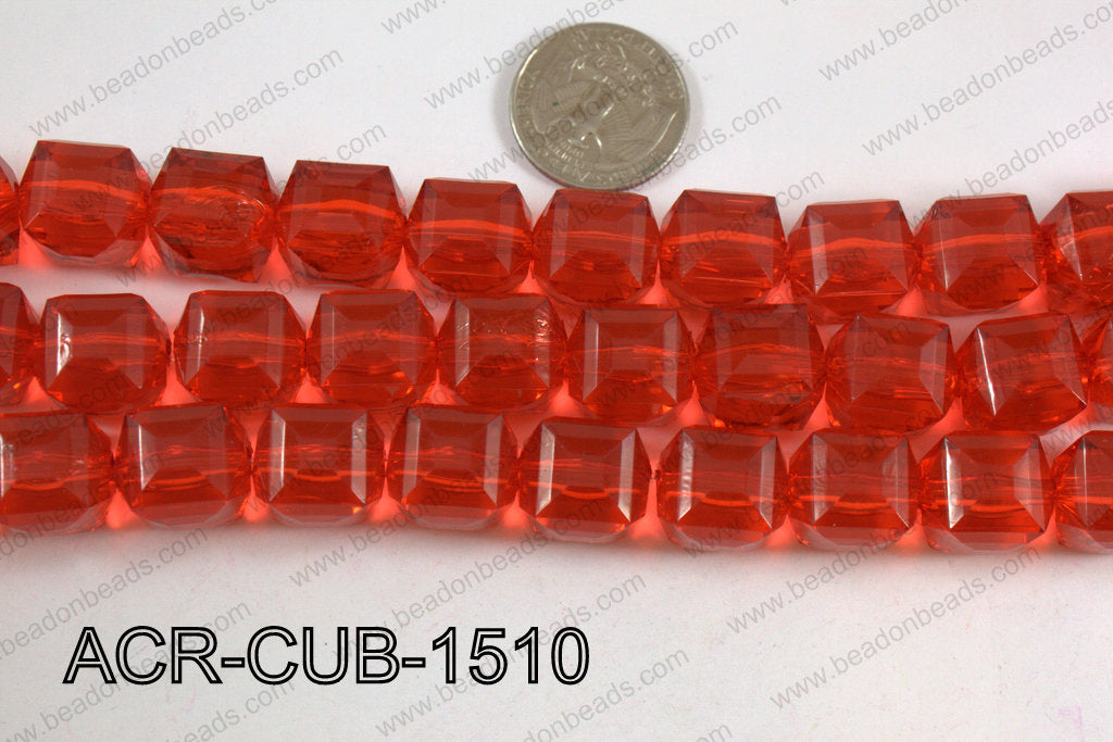 Acrylic Cube Plat Surface Red 15mm ACR-CUB-1510