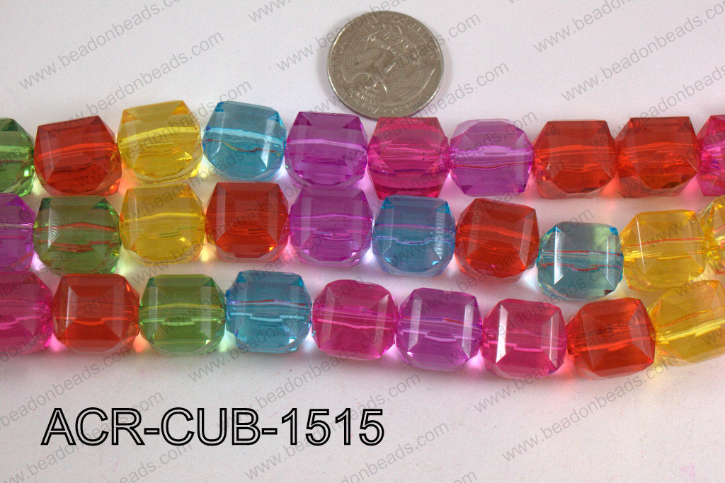 Acrylic Cube Flat Surface Multicolor 15mm ACR-CUB-1515