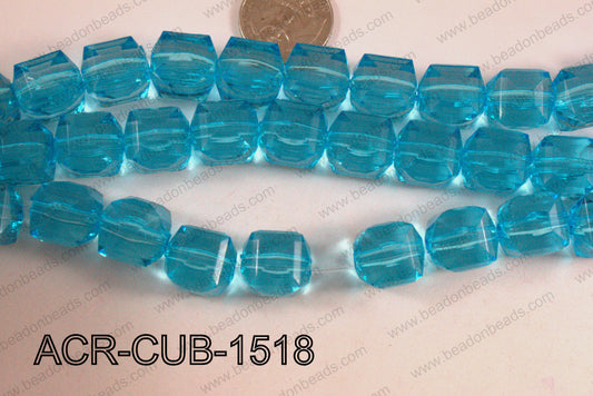 Acrylic Cube Plat Surface Light Blue 15mm ACR-CUB-1518