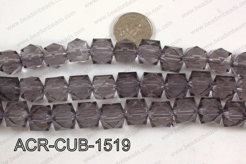 Acrylic Cube Pointed Surface Smoke 15mm ACR-CUB-1519