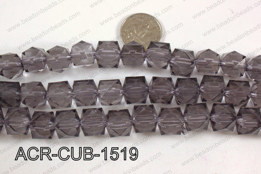 Acrylic Cube Pointed Surface Smoke 15mm ACR-CUB-1519