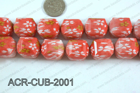 Acrylic Cube Faceted 20mm orange ACR-CUB-2001