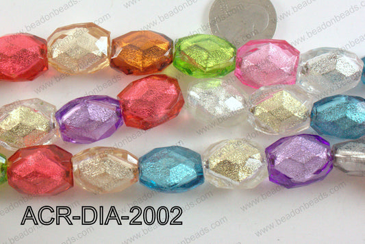 Acrylic Diamond Foil Rectangle Nugget Multicolor 16x20x12mm ACR-