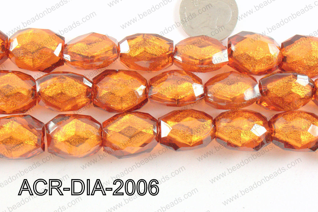 Acrylic Diamond Foil Rectangle Nugget Brown 16x20x12mm ACR-DIA-2
