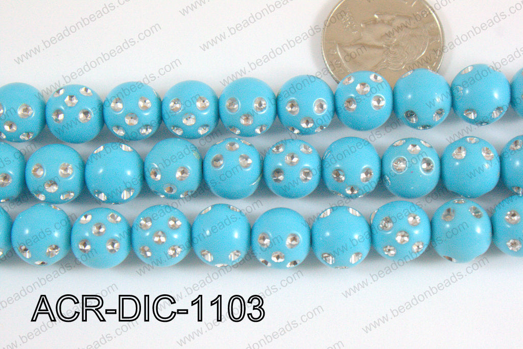 Acrylic Dice Round 11mm turquoise ACR-DIC-1103