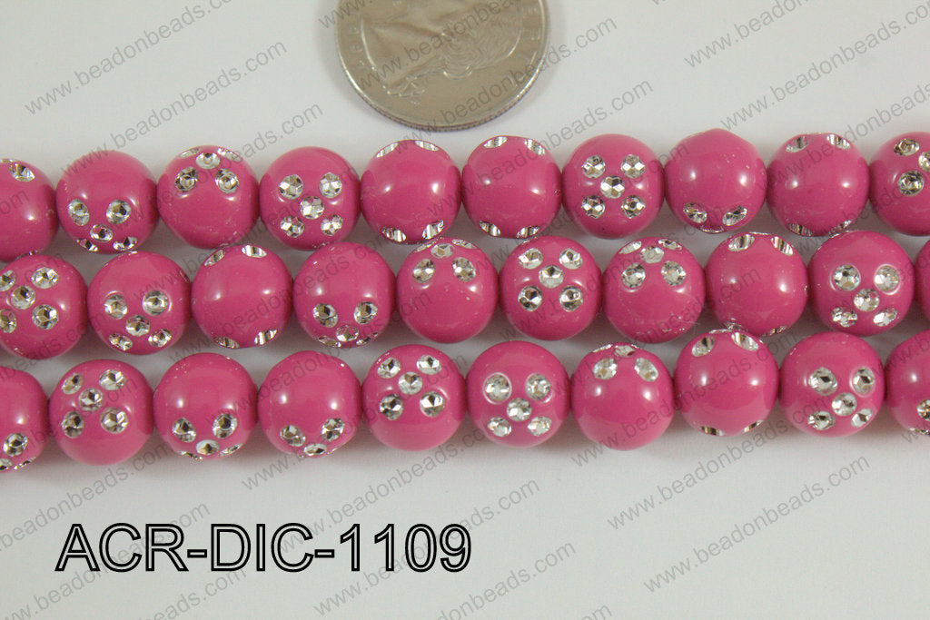 Acrylic Dice Round 11mm dark pink ACR-DIC-1109