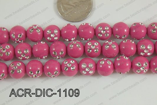 Acrylic Dice Round 11mm dark pink ACR-DIC-1109