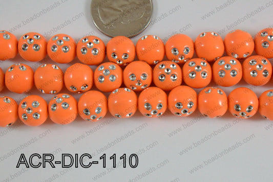 Acrylic Dice Round 11mm orange ACR-DIC-1110
