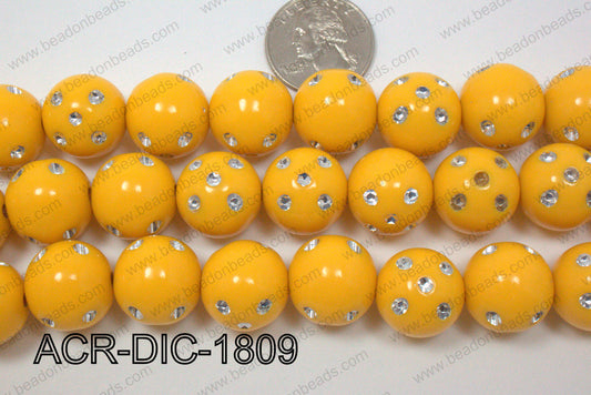 Acrylic Dice Round Yellow 18mm ACR-DIC-1809