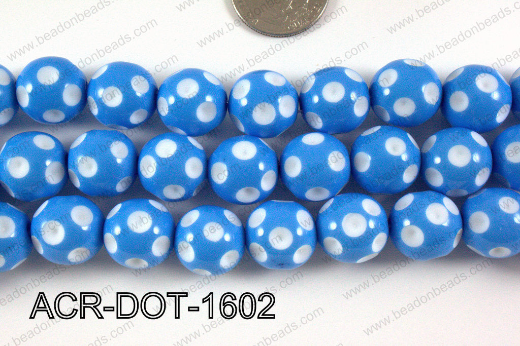 Acrylic Dotted Round Blue 16mm ACR-DOT-1602