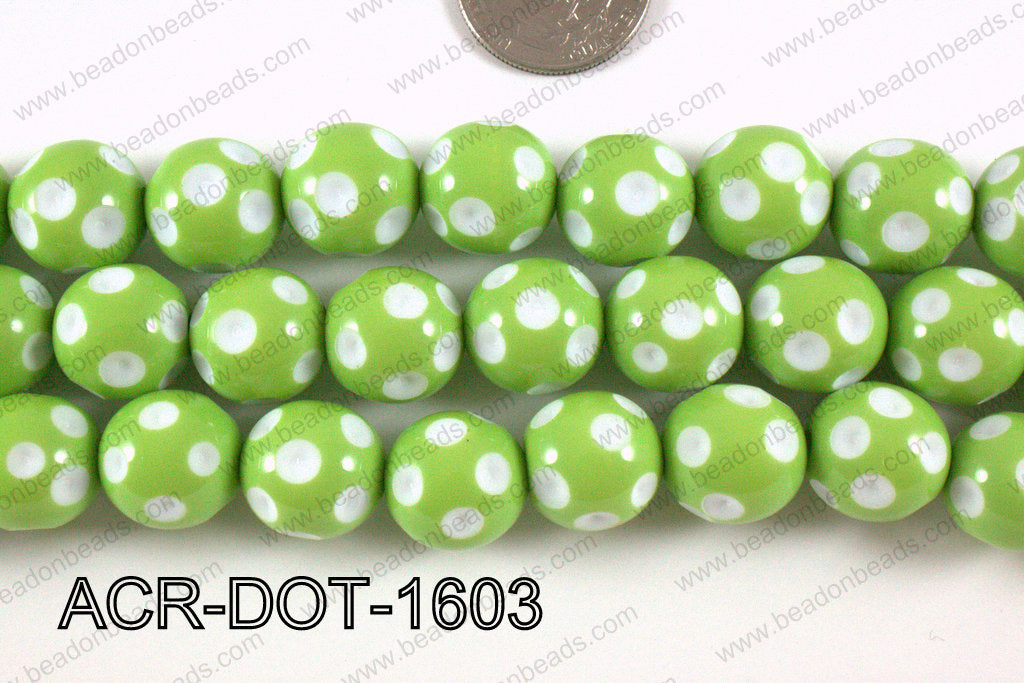 Acrylic Dotted Round Green 16mm ACR-DOT-1603
