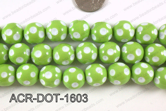 Acrylic Dotted Round Green 16mm ACR-DOT-1603