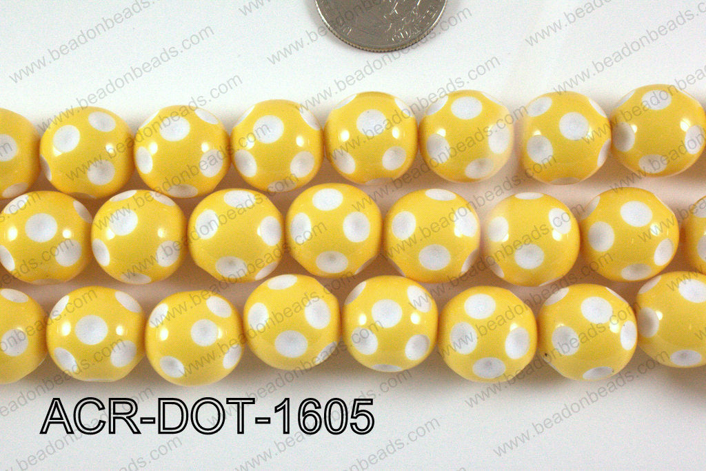 Acrylic Dotted Round Yellow 16mm ACR-DOT-1605