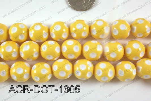 Acrylic Dotted Round Yellow 16mm ACR-DOT-1605