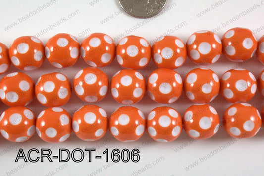 Acrylic Dotted Round Orange 16mm ACR-DOT-1606