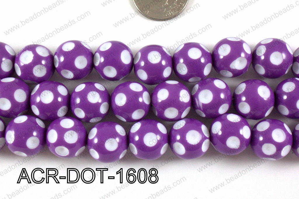 Acrylic Dotted Round Purple 16mm ACR-DOT-1608