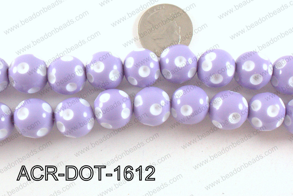 Acrylic Dot Gumball Laveder 16mm ACR-DOT-1612