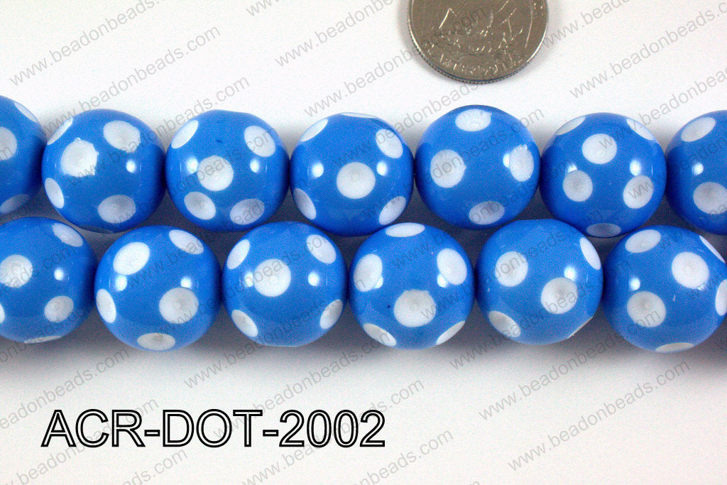 Acrylic Dotted Round Blue 20mm ACR-DOT-2002