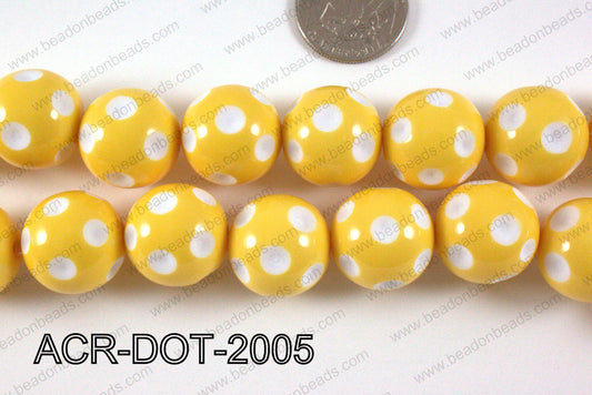 Acrylic Dotted Round Yellow 20mm ACR-DOT-2005