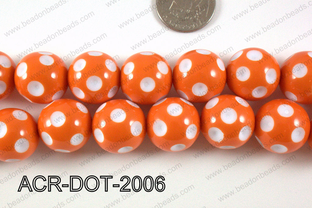 Acrylic Dotted Round Orange 20mm ACR-DOT-2006
