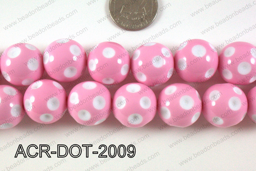 Acrylic Dotted Round Light Pink 20mm ACR-DOT-2009