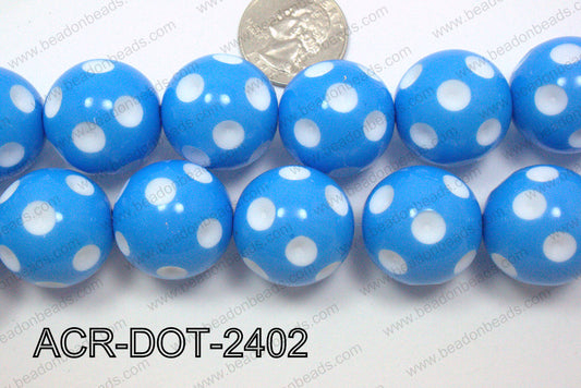 Acrylic Dotted Round  Blue 24mm ACR-DOT-2402