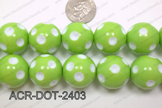 Acrylic Dotted Round  Green 24mm ACR-DOT-2403