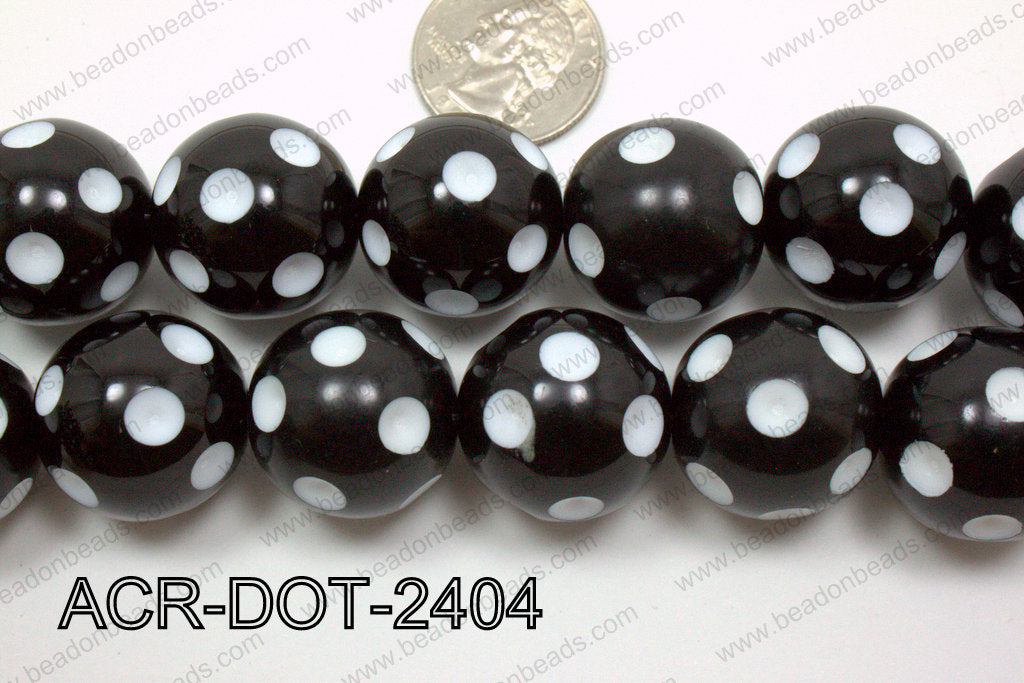 Acrylic Dotted Round  Black 24mm ACR-DOT-2404