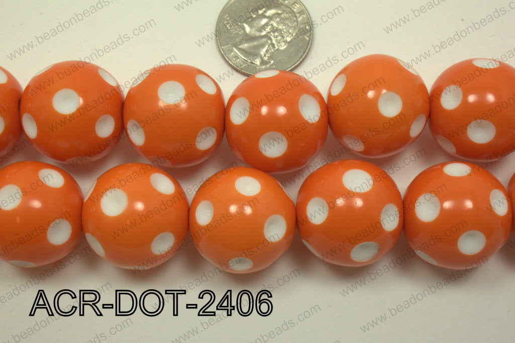 Acrylic Dotted Round  Orange 24mm ACR-DOT-2406