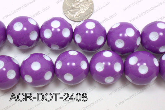 Acrylic Dotted Round  Purple 24mm ACR-DOT-2408