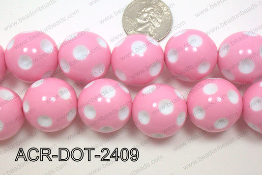 Acrylic Dotted Round  Light Pink 24mm ACR-DOT-2409