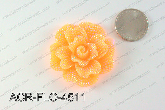 Acrylic Rhinestone Flower Pendant Orange 45mm ACR-FLO-4511