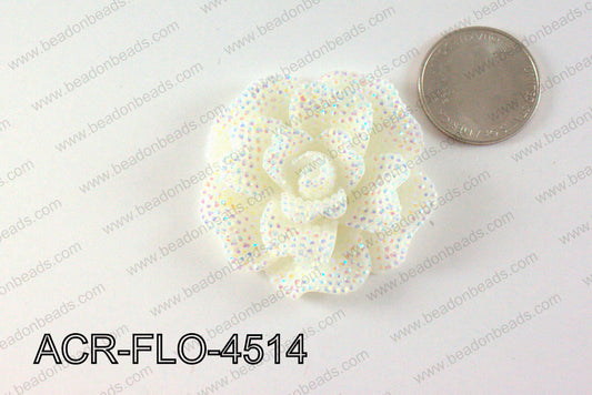 Acrylic Rhinestone Flower Pendant Cream 45mm ACR-FLO-4514
