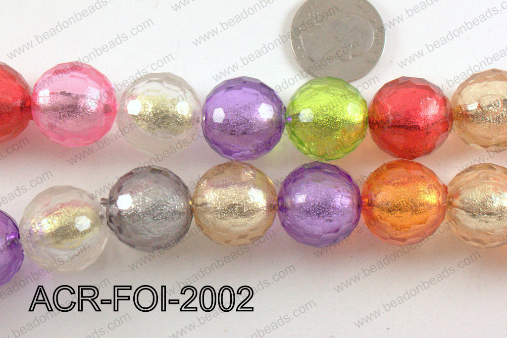 Acrylic Foil Faceted Round Multicolor 20mm ACR-FOI-2002