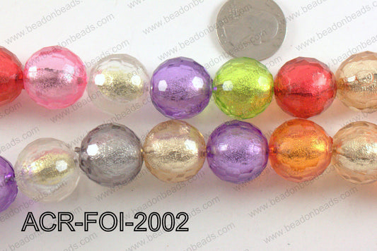 Acrylic Foil Faceted Round Multicolor 20mm ACR-FOI-2002