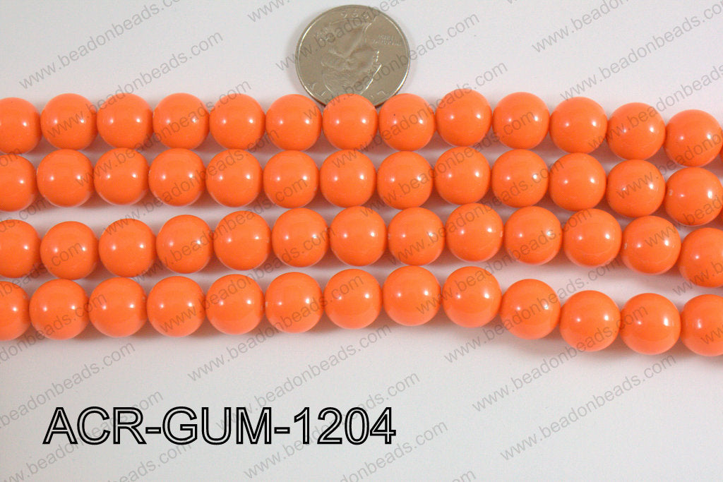 Acrylic Gumball beads orange 12mm ACR-GUM-1204