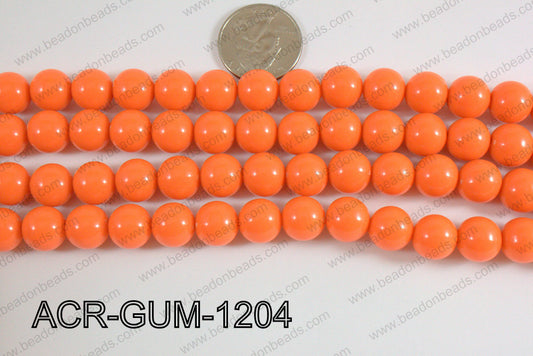 Acrylic Gumball beads orange 12mm ACR-GUM-1204
