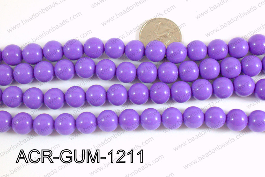 Acrylic Gumball beads light purple 12mm ACR-GUM-1211