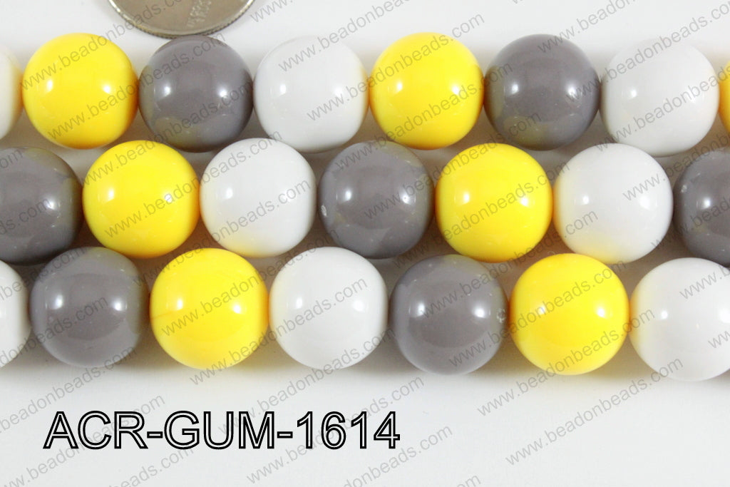 Acrylic Gumball 16mm white/yellow/grey ACR-GUM-1614