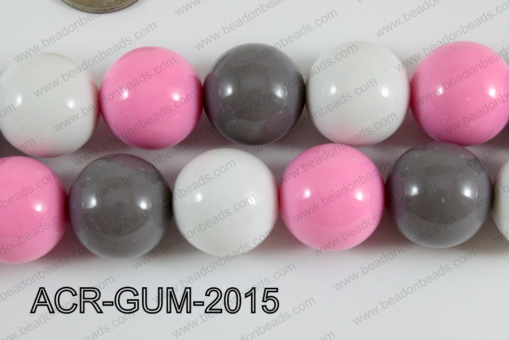 Acrylic Gumball 20mm white/pink/grey ACR-GUM-2015