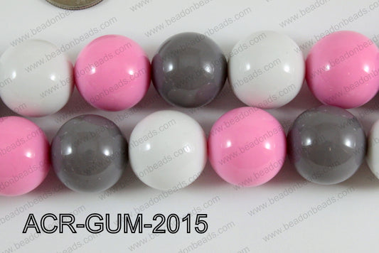 Acrylic Gumball 20mm white/pink/grey ACR-GUM-2015