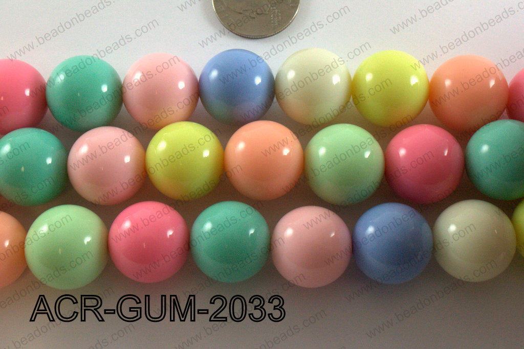 Acrylic Gumball Round, Pastel Multi 20mm ACR-GUM-2033