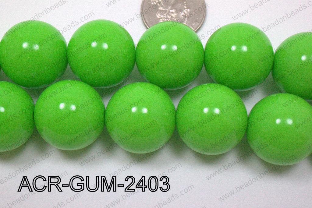 Acrylic Gumball Round Lime Green 24mm ACR-GUM-2403