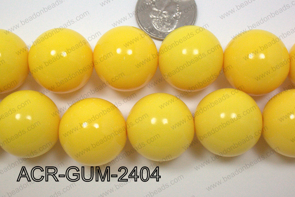Acrylic Gumball Round Yellow 24mm ACR-GUM-2404
